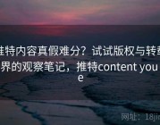 推特内容真假难分？试试版权与转载边界的观察笔记，推特content you see