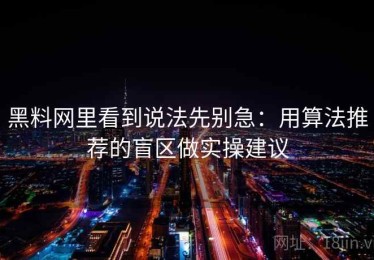 黑料网里看到说法先别急：用算法推荐的盲区做实操建议